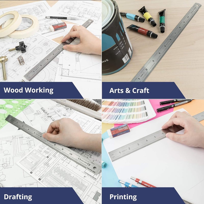 Pacific Arc Stainless Steel Ruler Inch and Metric, with 32nd and 64th Graduations, 36 Inches - Image 5